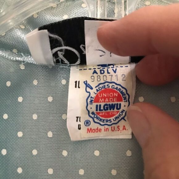 Vintage Discovery seafoam polkadot oversized robe dress 8* - Picture 16 of 16